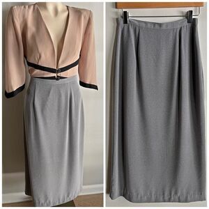Vintage Paul Harris 90s Gray Maxi Pencil Skirt | Career Minimalist Size 6